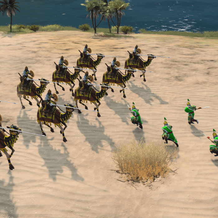 Age of Empires 4 Ayyubid Camel Lancers charging.