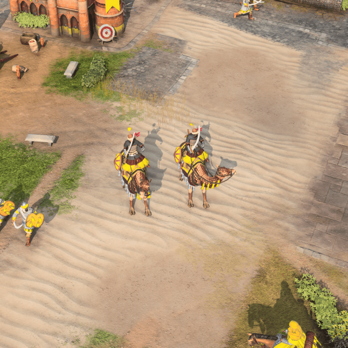 Age of Empires 4 Ayyubid Desert Raiders in a town.