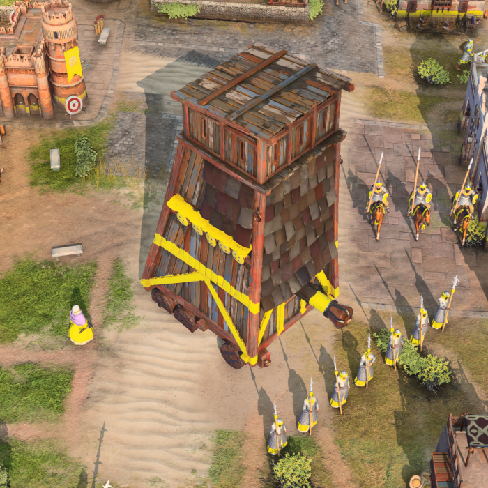 Age of Empires 4 The Sultan's Tower in a town.