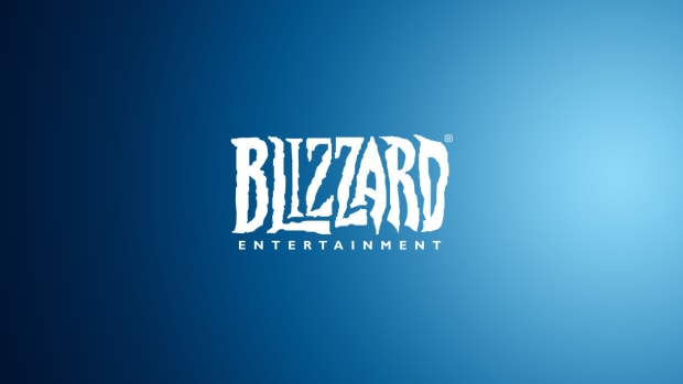 Blizzard Entertainment logo in white on blue background.