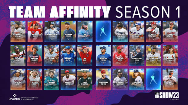 MLB The Show 23 Team Affinity Season 1 cards.