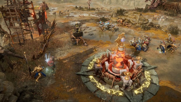 Age of Sigmar: Realms of Ruin fight around a Bastion.