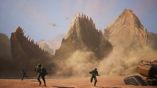 Dune: Awakening sandworm attack.