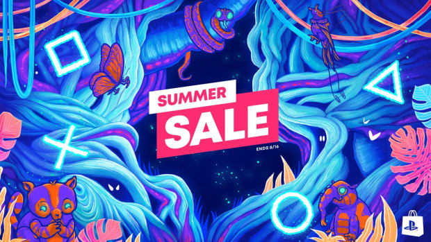 Key art for the PlayStation Store Summer Sale, featuring PlayStation icons against a tree-like background