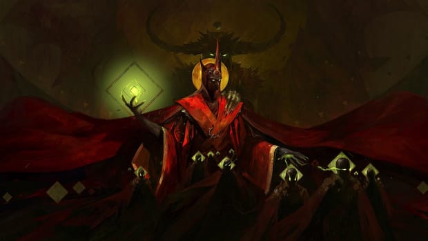 SpellForce: Conquest of Eo Demon Scourge keyart showing a wizard summoning demons.