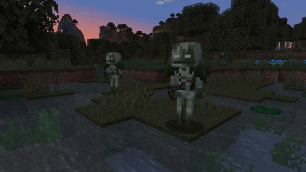 Minecraft screenshot showing a Bogged in the swamps.