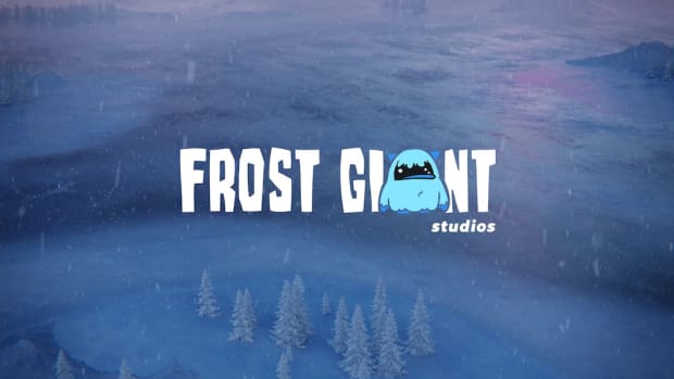 Frost Giant Studios logo in front of a wintery background.