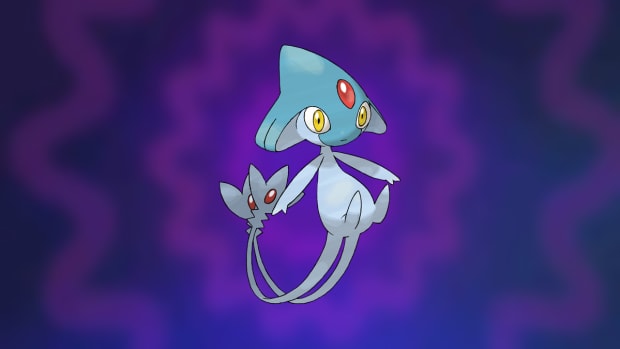 Pokémon Azelf on Psychic-type background.