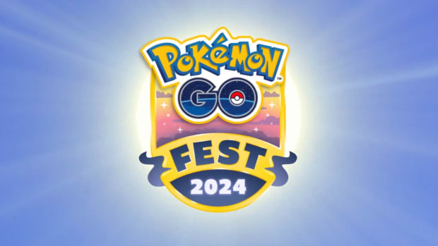 Pokémon Go Fest 2024 logo on light blue background.