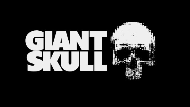 Giant Skull logo in white on black background.