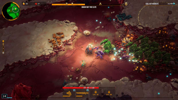 Deep Rock Galactic: Survivor screenshot of the Salt Pits biome.