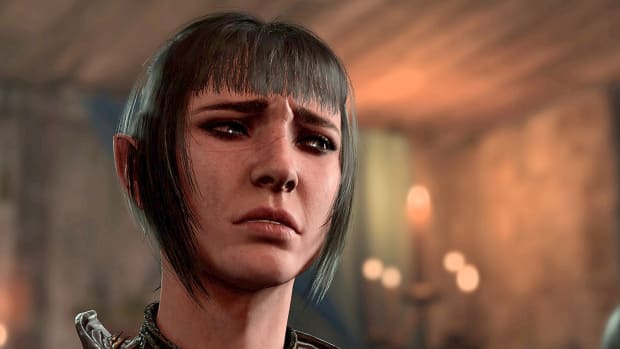 Baldur's Gate 3's Shadowheart looking sad and distressed