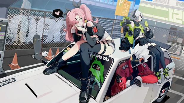 Zenless Zone Zero keyart of characters in and on a car.