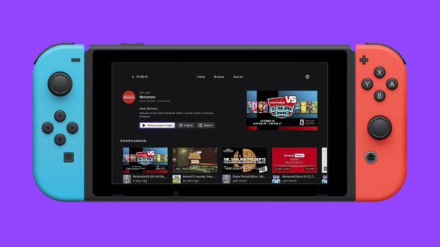 Nintendo Switch console displaying the Twitch app