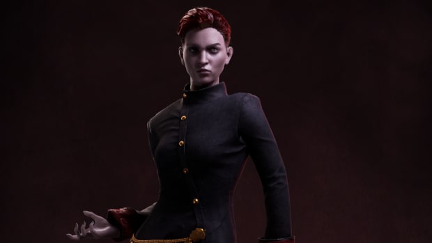 Vampire: The Masquerade – Bloodlines 2 main character Phyre wearing Tremere Clan fashion.