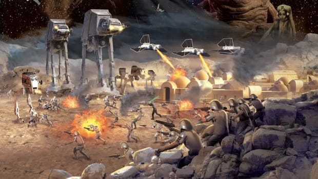 Star Wars: Empire at War Forces of Corruption cover art showing a battle between imperial and rebel forces.