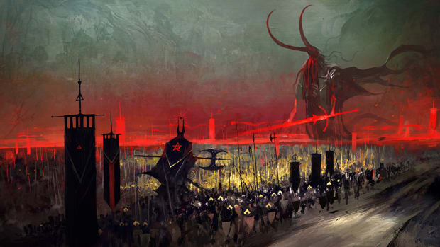 Solium Infernum artwork showing one of hell's legions on the march.