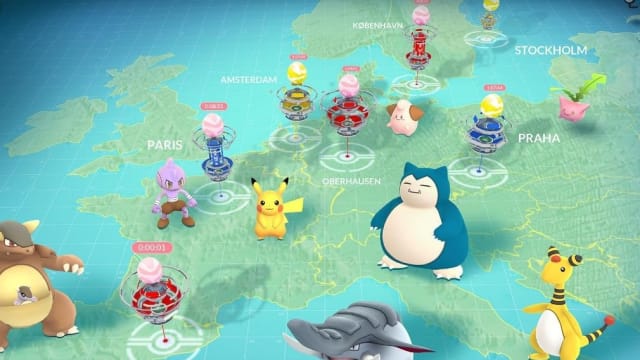 A map of Europa with different Pokémon on top.