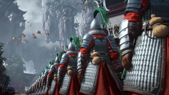 Soldiers marching in Total War Warhammer 3.