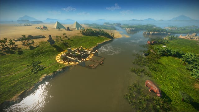 Total War: Pharaoh campaign map screenshot with the Nile and the Pyramids.