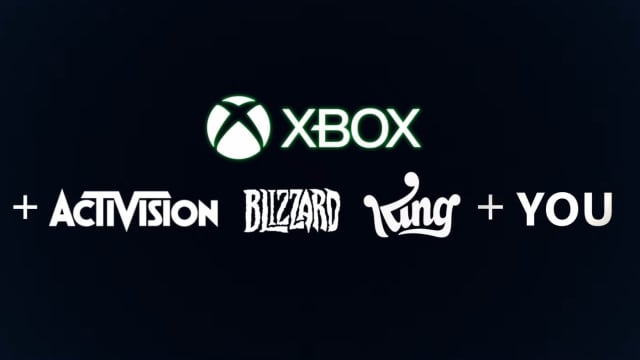 Xbox logo with the logos of Activision Blizzard King.