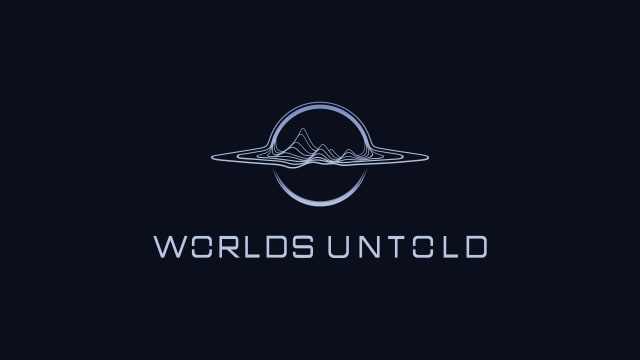 Worlds Untold logo on black background.