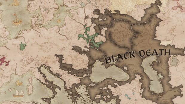 A map of Europe with the Black Death arriving from the East.