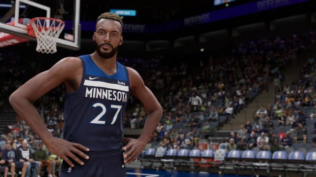 Minnesota Timberwolves basketball player Rudy Gobert as he appears in the NBA 2k23 video game