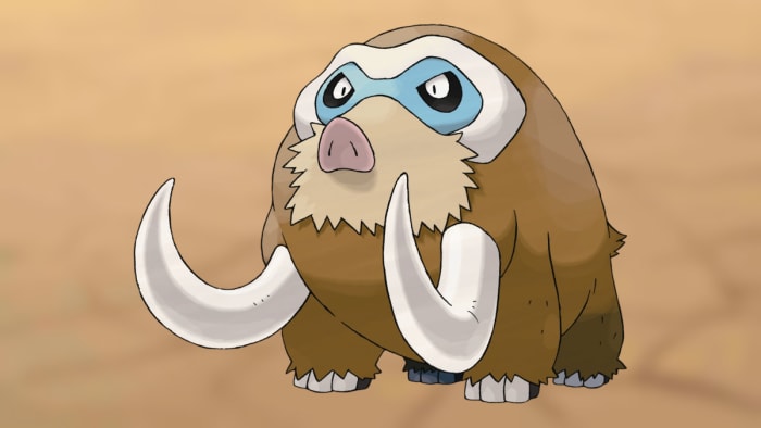 Mamoswine on the Pokémon Go Ground-type background.
