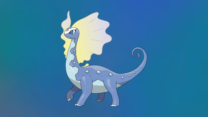 Pokémon Aurorus on Ice-type background.