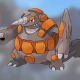 Pokémon Rhyperior on Rock-type background.