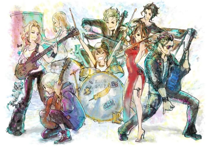 Octopath Traveler protagonists playing music