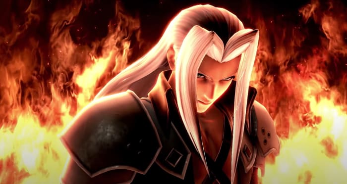 Super Smash Bros Ultimate, Sephiroth standing in flames