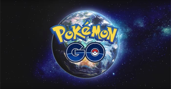 Pokémon Go logo over the globe in the background.