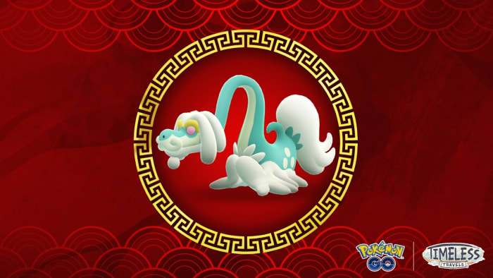 Pokémon Go Lunar New Year poster showing Drampa.