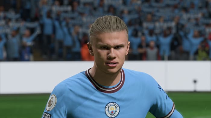 A soccer player in FIFA 23.