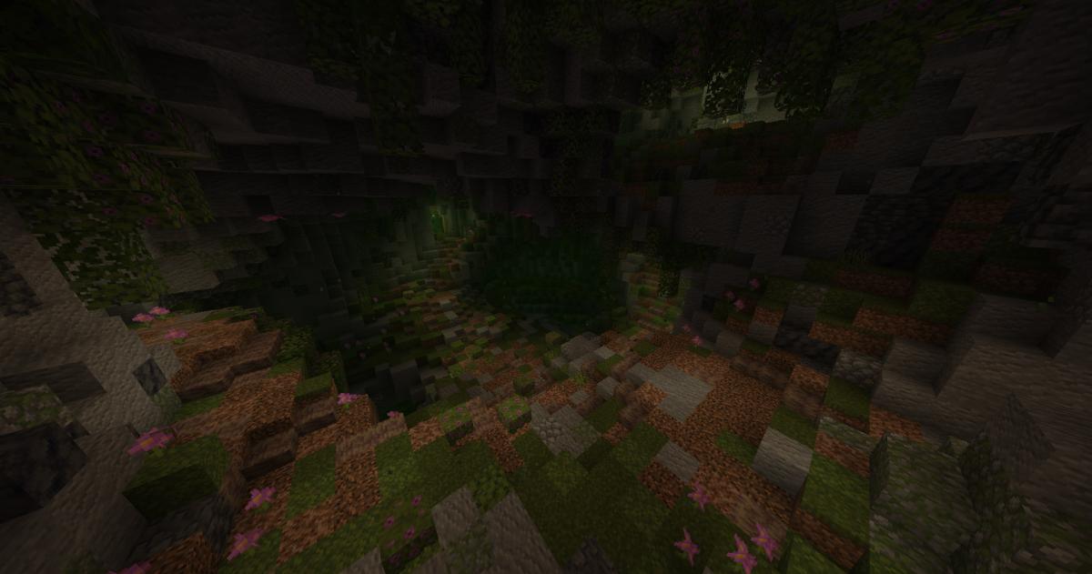 Minecraft Vault Hunters lush cave vault room