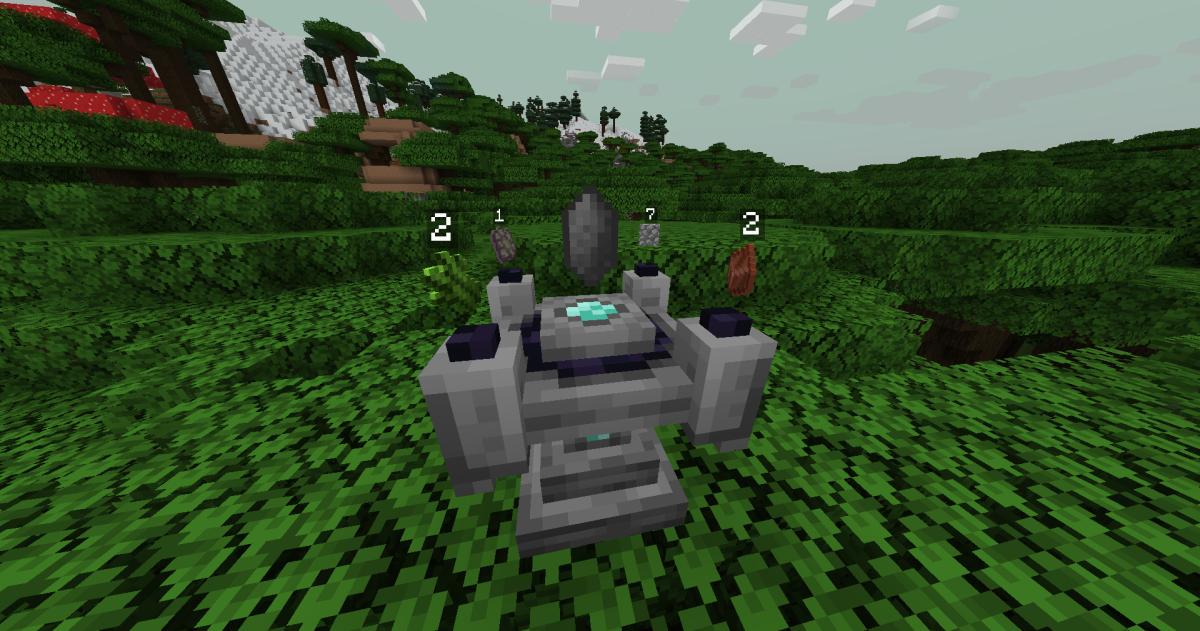 Minecraft Vault Hunters, Vault Altar asking for Sugar Cane, Cobblestone, Phantom Membrane, and Copper Ingots