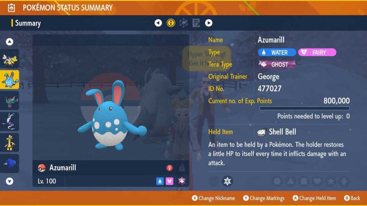 Breed an Azumarill with Belly Drum for a tough Tera Raid fighter.