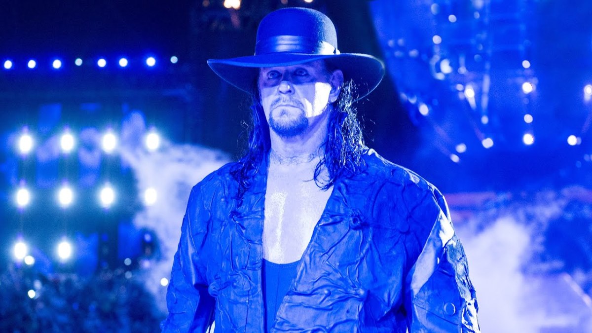 WWE wrestler The Undertaker making his entrance at WrestleMania 33