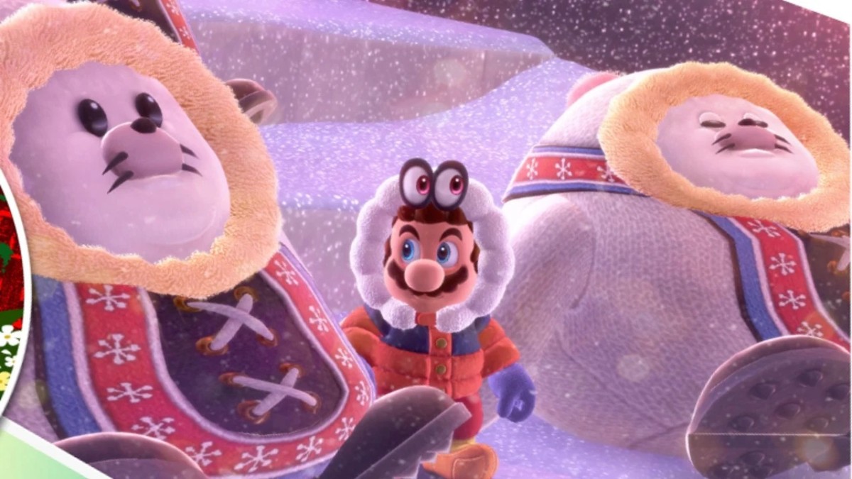 Mario hanging out in the ice world