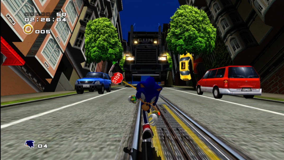 Sonic Adventure 2 being chased by the truck