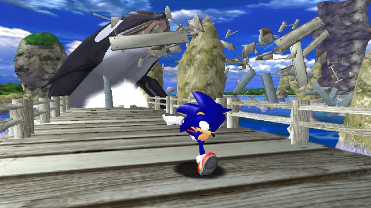 Sonic Adventure being chased by the whale
