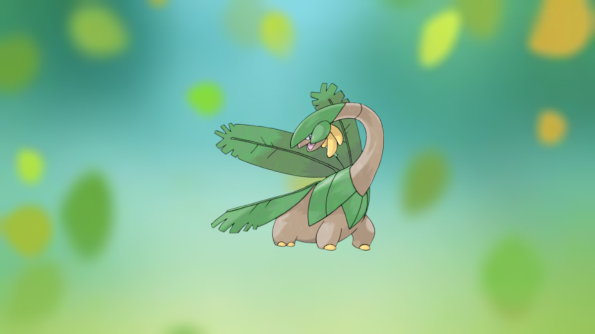 Tropius on the Grass type background.