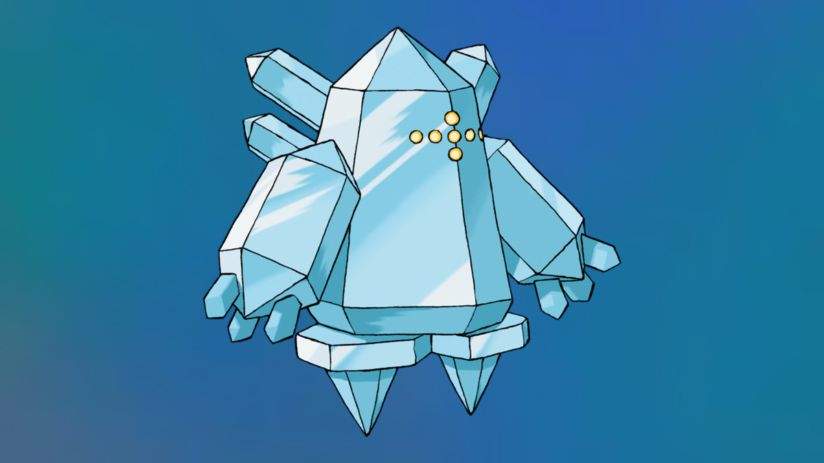 Regice on the Pokémon Go Ice-type background.