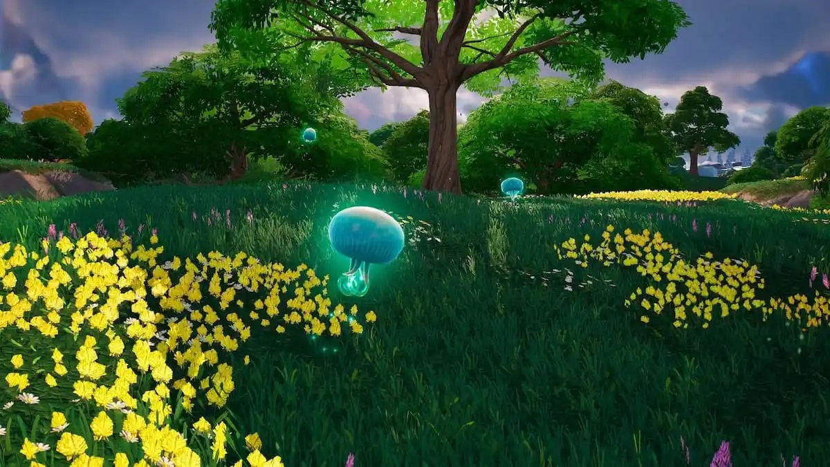 Fortnite Sky Jellies floating in a forest