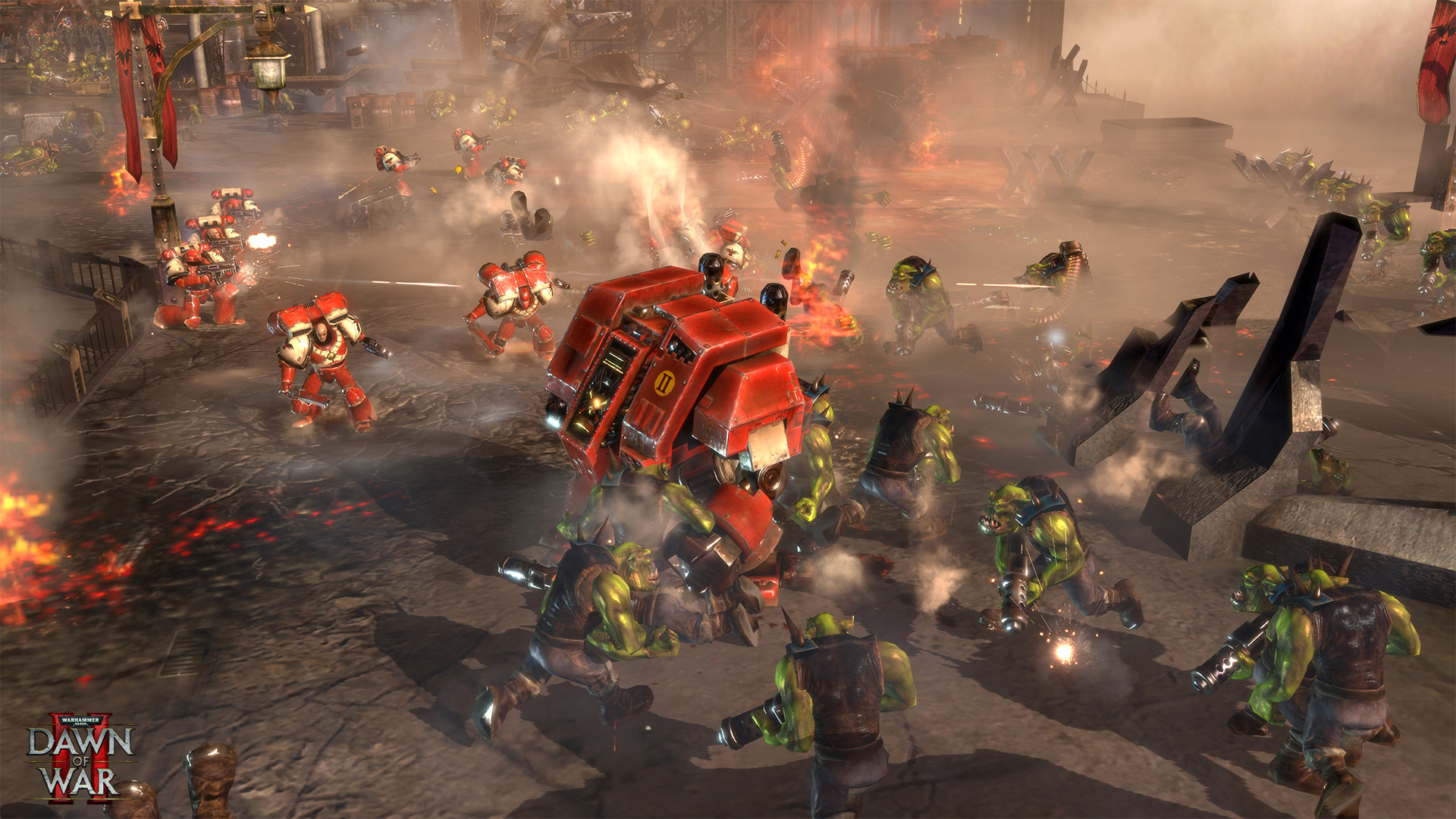 Space Marines fight some Orks.