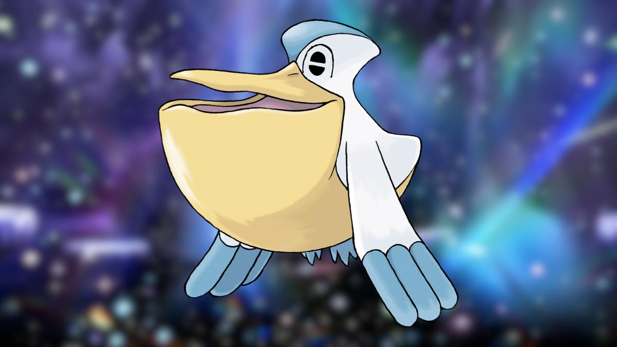 A bird-like Pokémon on a colorful background.