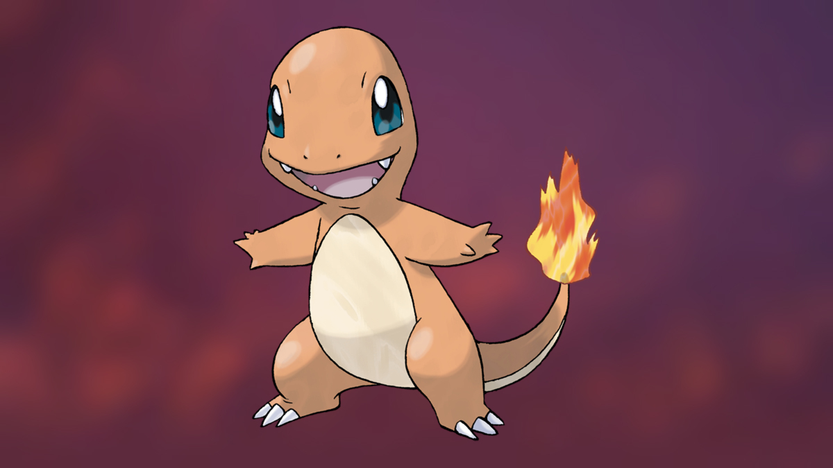 Charmander on the Pokémon Go Fire-type background.
