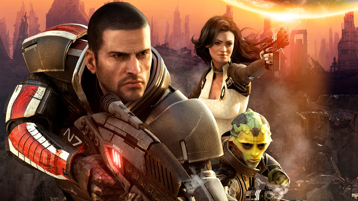 Mass Effect key art showing several characters.